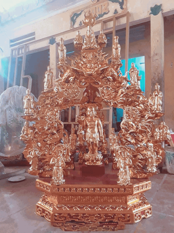 Cách bố trí tượng ban Tam Bảo trong chùa