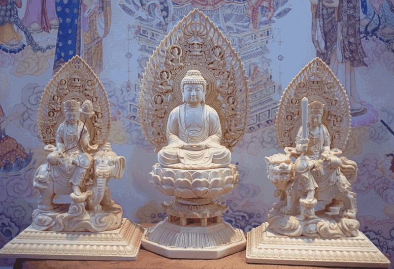 Cách bố trí tượng ban Tam Bảo trong chùa