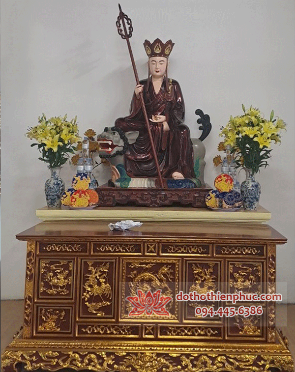 Tượng Địa Tạng Vương Bồ Tát Cưỡi Đế Thính Thú