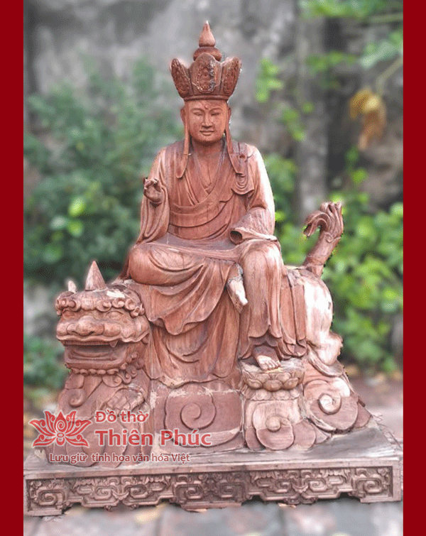 tuong-dia-tang-bo-tat-cuoi-de-thinh-thu-go-mit Tượng Địa Tạng Vương Bồ Tát Cưỡi Đế Thính Thú Gỗ Mít